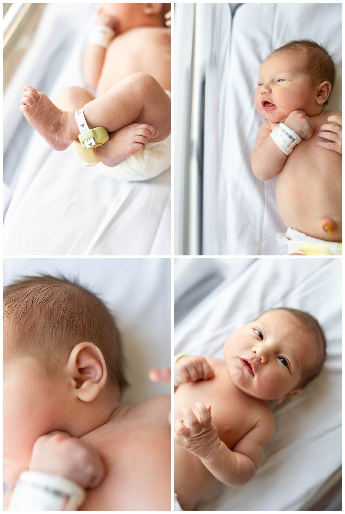 Detail images of a brand new baby in the hospital.
