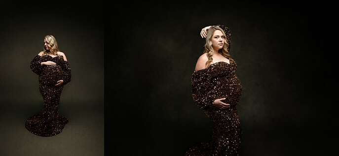 Beautiful expecting mother posed during her maternity photos session at Jennifer Brandes Photography.