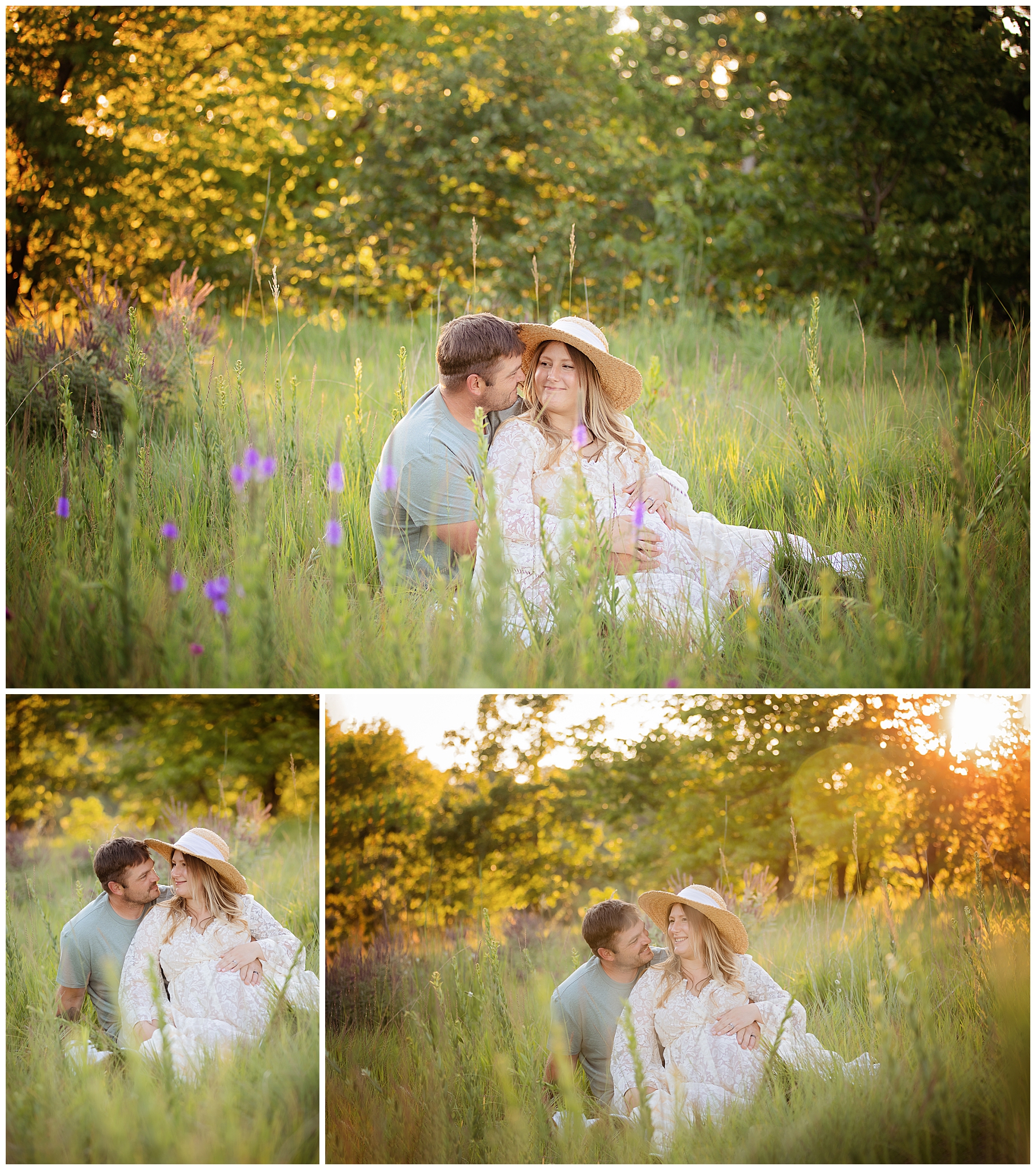 Collage of an outdoor maternity photo shoot in New Ulm, Minnesota.