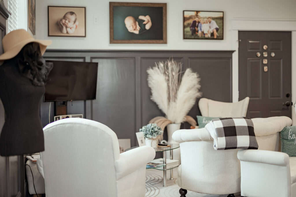 Seating area for parents in the studio.