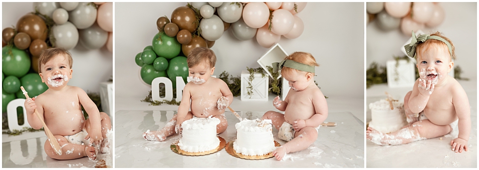 First birthday milestone session for twins.